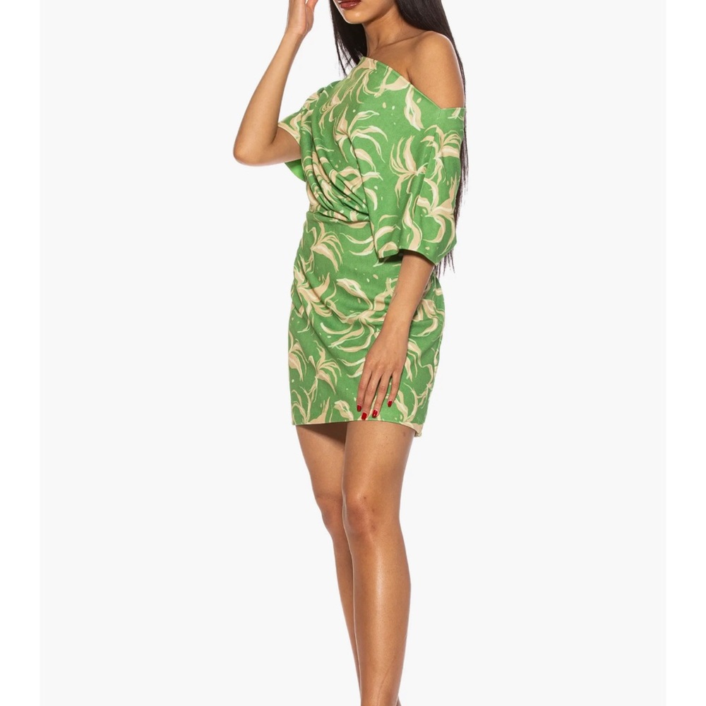 Alexia Admor Suri Draped One-Shoulder Minidress Green Small NWT - Picture 2 of 12